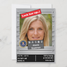 ユーモア溢れる女性警察のマグショット誕生日ジョーク 招待状