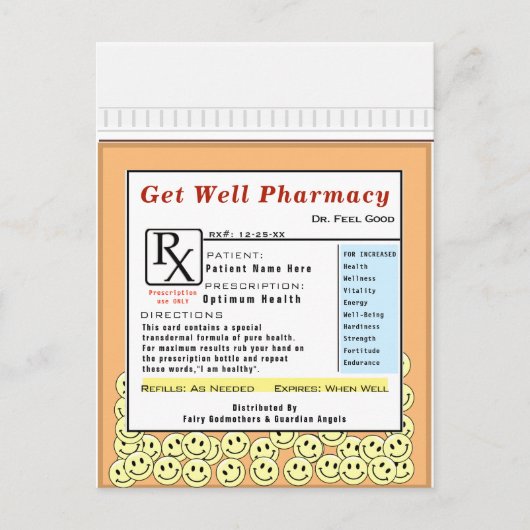 ユーモア溢れる巨大な回復祝いカード ポストカード (正面)