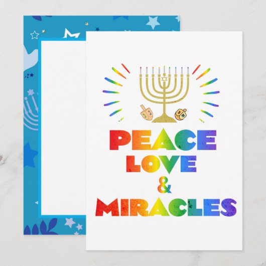 ユーモア溢れる平和と愛と奇跡のハヌカ  招待状 (正面/裏面)