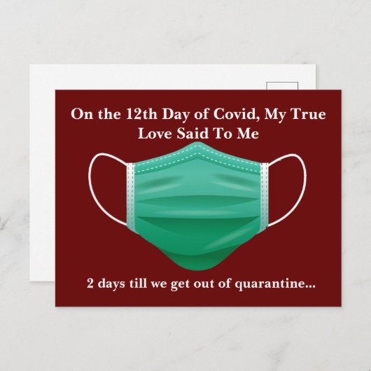 ユーモア溢れる新型コロナウイルスの12日目のクリスマス シーズンポストカード (正面/裏面)