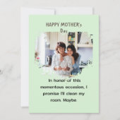 ユーモア溢れる母の日の娘からの写真 シーズンカード (正面)