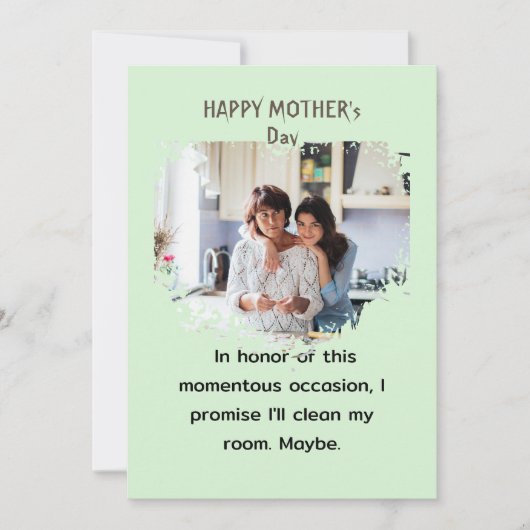 ユーモア溢れる母の日の娘からの写真 シーズンカード (正面)