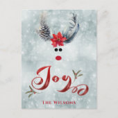 ユーモア溢れる涼しい遊び心のあるクリスマスツリーの鹿 シーズンポストカード (正面)