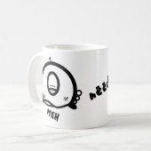 ユーモア溢れる片目キャラの「メッ」コーヒー アニメ コーヒーマグカップ (正面左)