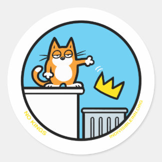 ユーモア溢れる王がいない猫の漫画ステッカー ラウンドシール