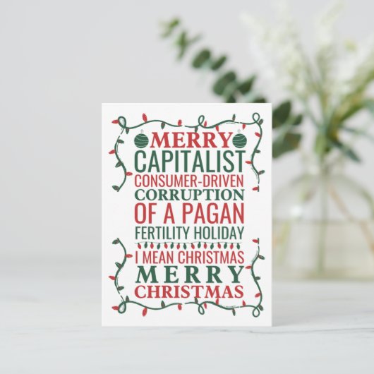 ユーモア溢れる異教の祝祭日のクリスマス化、サンタギフト シーズンポストカード (スタンド正面)