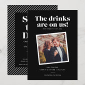 ユーモア溢れる結婚式の招待状「乾杯は私たちに任せて」 セーブザデート (正面/裏面)