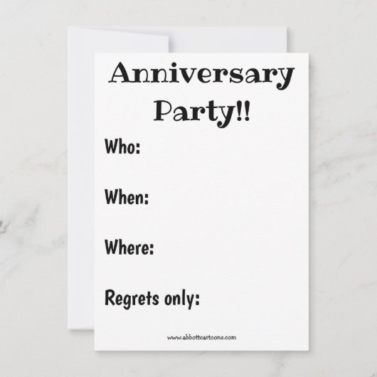 ユーモア溢れる結婚記念日パーティーの招待状 招待状 (裏面)