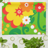 ユーモア溢れる花のパワー壁紙 キッチンタオル (折り畳み)