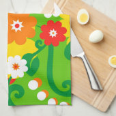 ユーモア溢れる花のパワー壁紙 キッチンタオル (四つ折り)