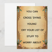 ユーモア溢れる若さの終わりカード 招待状 (正面/裏面)