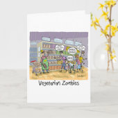 ユーモア溢れる誕生日カード - ヴィーガンゾンビ カード (黄色い花)