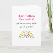ユーモア溢れる誕生日カード 義理の姉妹へ カード (正面)