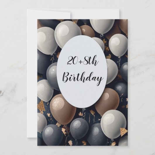 ユーモア溢れる28歳の誕生日 招待状 (正面)