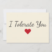 ユーモア溢れる「あなたのことを我慢してる」ラブユーモア バレンタイン シーズンカード (正面)