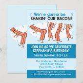 ユーモア溢れる「お肉を振ってバースデーパーティー」招待状 招待状 (正面/裏面)