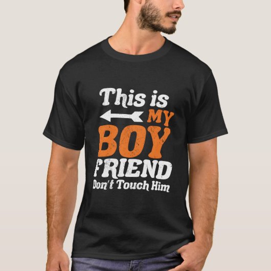 ユーモア溢れる「私の友達に手を触れないでください」デザイン Tシャツ (正面)