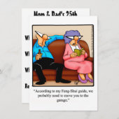 ユーモア溢れる「風水」スタイルの結婚記念日パーティー招待状 招待状 (正面/裏面)