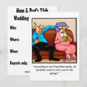 ユーモア溢れる「風水」結婚記念日パーティーの招待状 招待状 (正面/裏面)