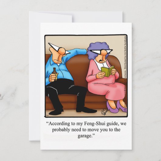 ユーモア溢れる「風水」結婚記念日パーティーの招待状 招待状 (正面)