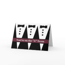 ユーモア溢れる groom の招待状（3人のタキシード）