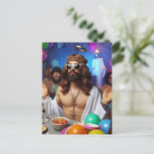 ユーモア溢れるAI生成アート 誕生日おめでとうイエス ポストカード (スタンド正面)