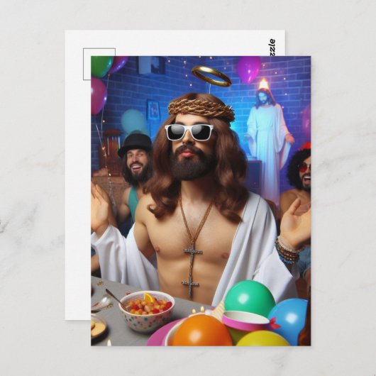 ユーモア溢れるAI生成アート 誕生日おめでとうイエス ポストカード (正面/裏面)