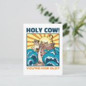 ユーモア牛 ホーリーカウ！ あなたの年齢は？ 動物の漫画 ポストカード (スタンド正面)
