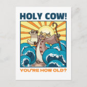 ユーモア牛 ホーリーカウ！ あなたの年齢は？ 動物の漫画 ポストカード (正面)