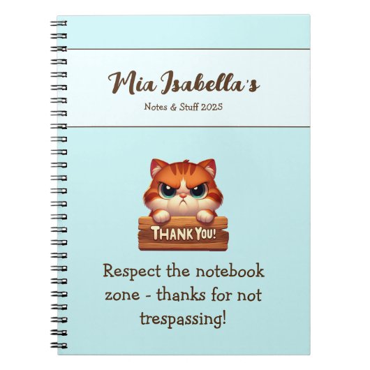 ユーモア猫感謝プライバシーノートブックカスタマイズ可能 ノートブック (正面)