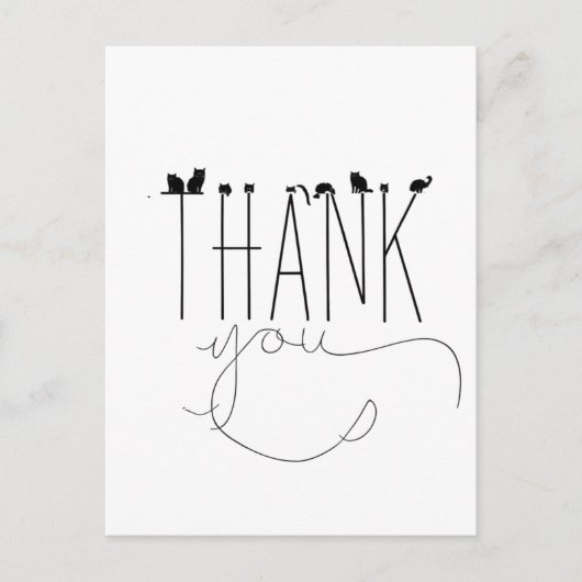 ユーモア猫感謝メッセージ言葉遊び楽しい ポストカード (正面)