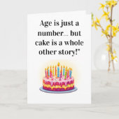 ユーモア誕生日カード - "年齢はただの数字…  カード (黄色い花)