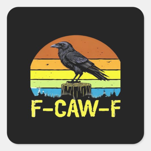 ユーモア面白カラス F-Caw-F ゴシック スクエアシール (正面)