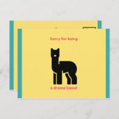 ユーモア黄色イラストのラマ ポストカード (正面/裏面)
