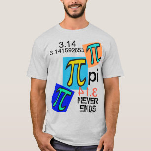 ユーモア3.14 Pi Never Endes blue yellow green Tシャツ