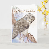 ユーモア、かわいいフクロウ与えー「フート」誕生日カード カード (黄色い花)
