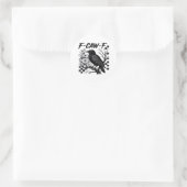 ユーモア+ゴシック+カラス+デザインTシャツ ラウンドシール (バッグ)
