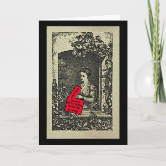 ユーモア/友人誕生日/フルーツケーキ/ヴィンテージ画像 カード (正面)