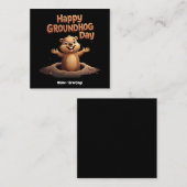 ユーモア、祝おもしろいとHappy Groundhog Day スクエア名刺 (正面/裏面)