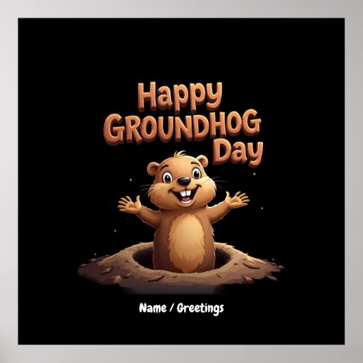 ユーモア、祝おもしろいとHappy Groundhog Day ポスター (正面)