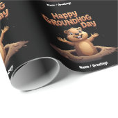 ユーモア、祝おもしろいとHappy Groundhog Day ラッピングペーパー (ロールコーナー)