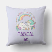 ユーモア – 魔法のAF。ユニコーンレインボー&かわいい物 クッション (裏面)