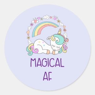 ユーモア – 魔法のAF。ユニコーンレインボー&かわいい物 ラウンドシール