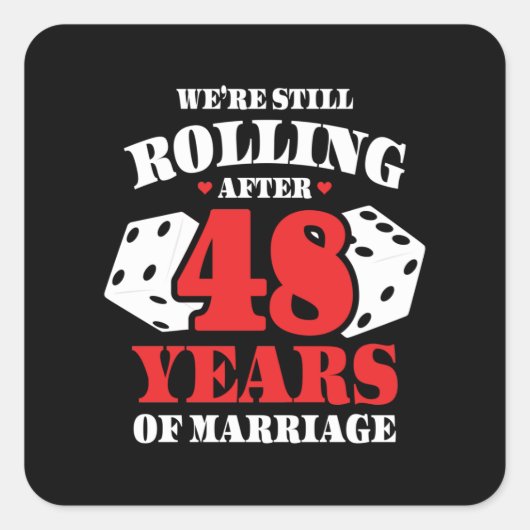 ユーモア 48周年 結婚記念日 カップル スクエアシール (正面)