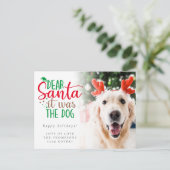ユーモアSantaそれは犬の写真の休日だった ポストカード (スタンド正面)