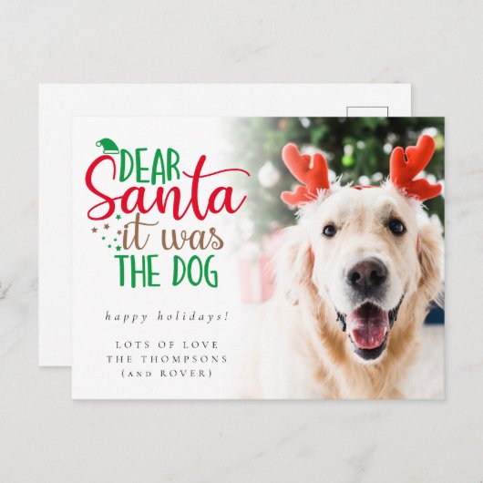 ユーモアSantaそれは犬の写真の休日だった ポストカード (正面/裏面)