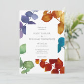 ユーモダンカリカラフル葉結婚フローラズ 招待状 (スタンド正面)