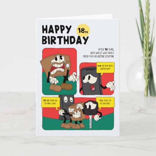 ユーモユニセックスーおもしろい漫画ストリップ18誕生日カード カード (正面)