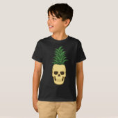 ユーモラスで不気味なパイナップル・ドクロ Tシャツ (正面フル)