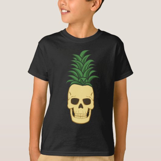 ユーモラスで不気味なパイナップル・ドクロ Tシャツ (正面)
